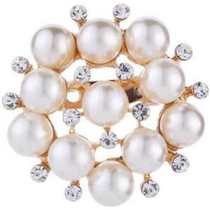 Women's Elegant Imitation Pearls Crystal Brooch Pin Wedding Bridal Gold